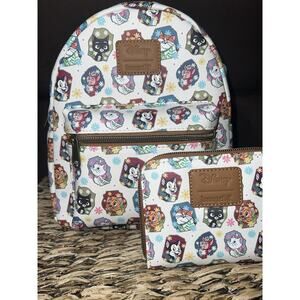 Loungefly Disney Cats Flower Portrait Mini Backpack Wallet Set